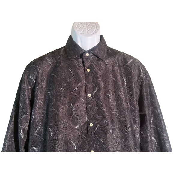 BLACK LABEL by RUFFINI Men's Long Sleeve Button Down Slim Fit Shirt Black Large - Picture 2 of 5